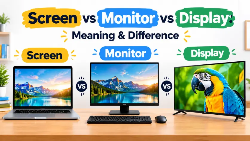 screen vs monitor vs display meaning difference