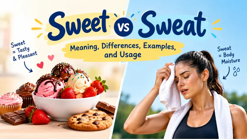sweet vs sweat meaning differences examples and usage